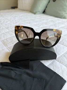 Prada Women's Cat Eye Sunglasses - Black & Tortoise